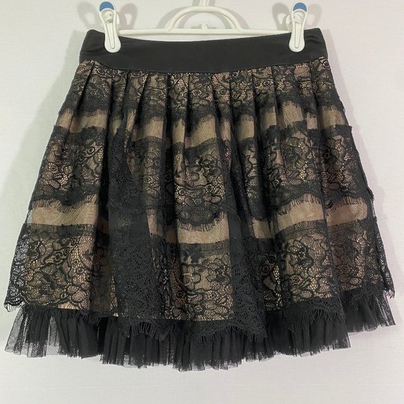 XXI Black Floral Lace Skater Circle Skirt - Picture 1 of 10